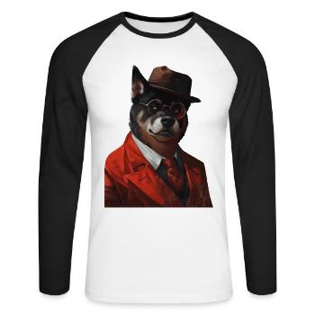 Akita - Unisex Baseballshirt langarm - Weiß/Schwarz - Vorne - Nik (191cm)