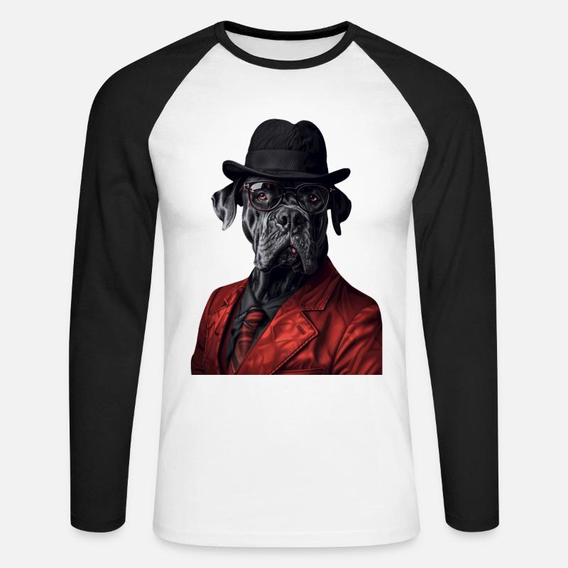 Cane Corso - Unisex Baseballshirt langarm - Weiß/Schwarz