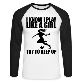 Fußball Kunst, Frauen Mädchen Fußball Spieler Fußball Liebhaber - Unisex Baseballshirt langarm - Weiß/Schwarz - Vorne - Nik (191cm)