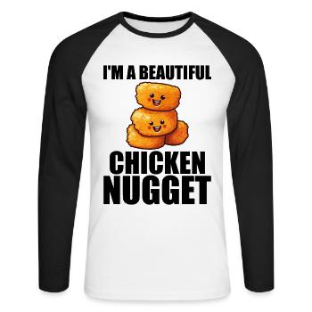 Cute Chicken Nugget For Women Chicken Nugget Lover - T-shirt baseball manches longues Homme - blanc/noir - Devant - Nik (191cm)