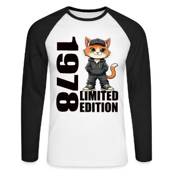 Limited Edition 1978 Geburtstag 1978 Geboren - Unisex Baseballshirt langarm - Weiß/Schwarz - Vorne - Nik (191cm)