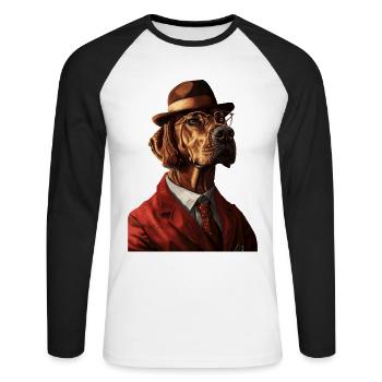 Rhodesian Ridgeback - Unisex Baseballshirt langarm - Weiß/Schwarz - Vorne - Nik (191cm)
