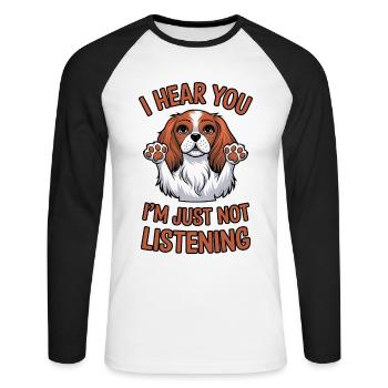 Cavalier King Charles Spaniel Dire Chien Cadeau - T-shirt baseball manches longues Homme - blanc/noir - Devant - Nik (191cm)