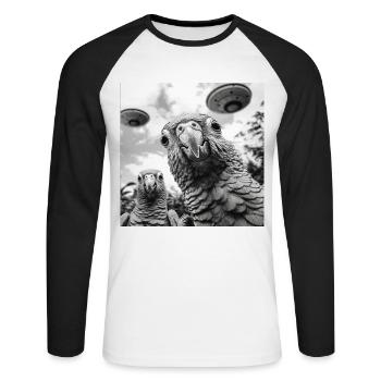 Sittiche - Unisex Baseballshirt langarm - Weiß/Schwarz - Vorne - Nik (191cm)