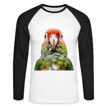 Sittiche - Unisex Baseballshirt langarm - Weiß/Schwarz - Vorne - Nik (191cm)