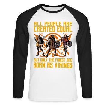 Tous les êtres humains sont créés égaux, mais seulement les meilleurs - T-shirt baseball manches longues Homme - blanc/noir - Devant - Nik (191cm)