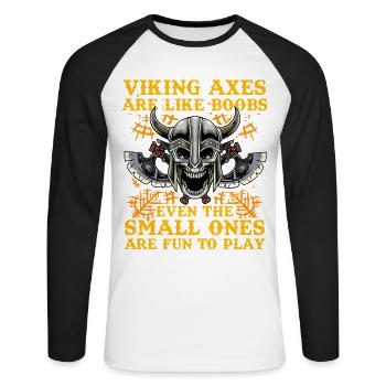 Les haches Viking sont comme des seins, même les plus petits le sont - T-shirt baseball manches longues Homme - blanc/noir - Devant - Nik (191cm)
