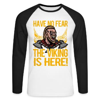 N’ayez crainte, le viking est là - T-shirt baseball manches longues Homme - blanc/noir - Devant - Nik (191cm)