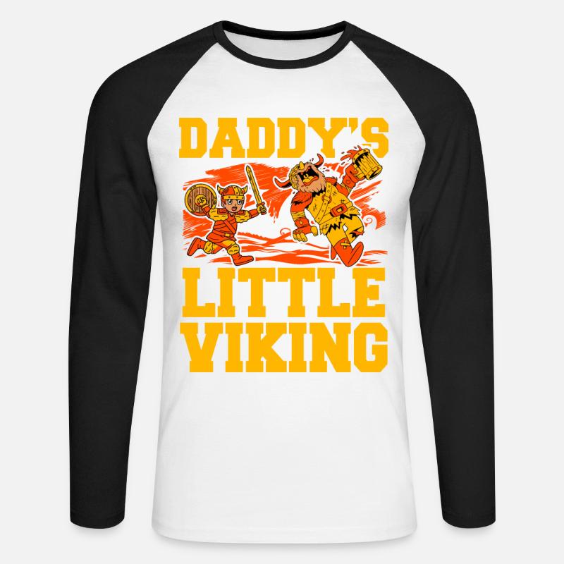 Papas kleiner Wikinger - Unisex Baseballshirt langarm - Weiß/Schwarz