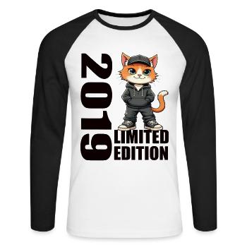Limited Edition 2019 Geburtstag 2019 Geboren - Unisex Baseballshirt langarm - Weiß/Schwarz - Vorne - Nik (191cm)