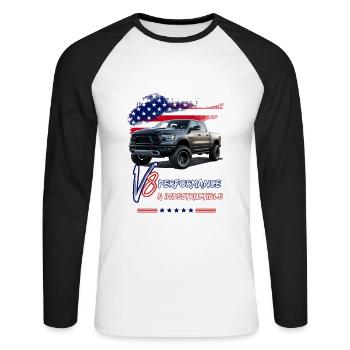 Camionnette - Performance et - Pick Up - T-shirt baseball manches longues Homme - blanc/noir - Devant - Nik (191cm)