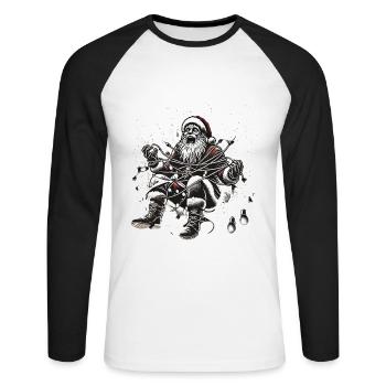 Santa Claus Electric Shock Humorous Design - Unisex Long Sleeve Baseball T-Shirt - white/black - Front - Nik (191cm)