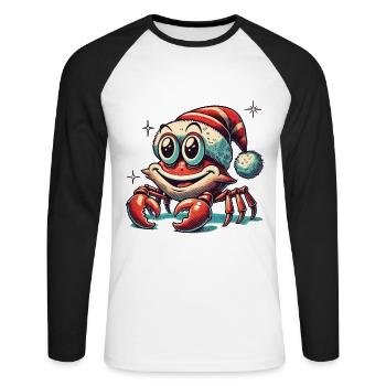 Noël Joyeux Cancer Avec Chapeau - T-shirt baseball manches longues Homme - blanc/noir - Devant - Nik (191cm)