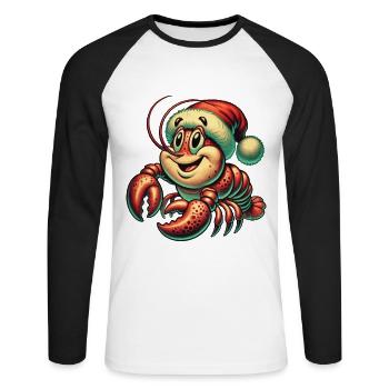 Christmas lobster with cap - Unisex Long Sleeve Baseball T-Shirt - white/black - Front - Nik (191cm)
