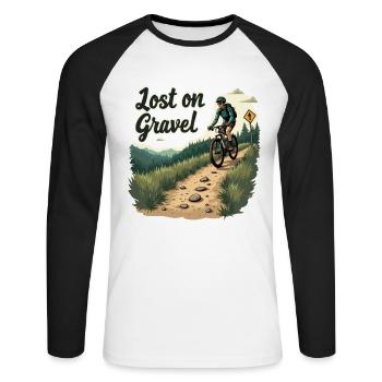 Perdu sur le gravier Vélo de gravier Vélos de gravier - T-shirt baseball manches longues Homme - blanc/noir - Devant - Nik (191cm)