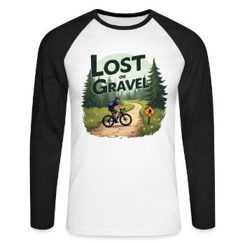 Perdu sur le gravier Vélo de gravier Vélos de gravier - T-shirt baseball manches longues Homme - blanc/noir - Devant - Nik (191cm)