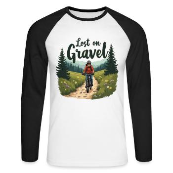 Perdu sur le gravier Vélo de gravier Vélos de gravier - T-shirt baseball manches longues Homme - blanc/noir - Devant - Nik (191cm)