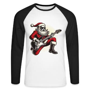 Rocking Santa Claus with guitar - Unisex Long Sleeve Baseball T-Shirt - white/black - Front - Nik (191cm)