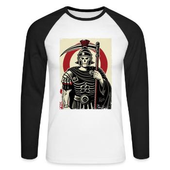 Centurion romain de la Faucheuse - T-shirt baseball manches longues Homme - blanc/noir - Devant - Nik (191cm)