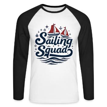 Sailing Squad – Maritime design for sailing fans - Unisex Long Sleeve Baseball T-Shirt - white/black - Front - Nik (191cm)