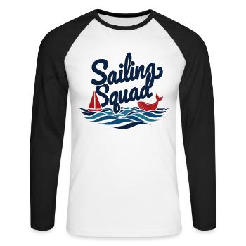 Sailing Squad – Maritime design for sailing fans - Unisex Long Sleeve Baseball T-Shirt - white/black - Front - Nik (191cm)