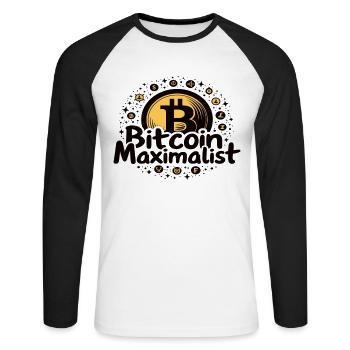 Bitcoin Maximalist – Stylish Crypto Design - Unisex Long Sleeve Baseball T-Shirt - white/black - Front - Nik (191cm)
