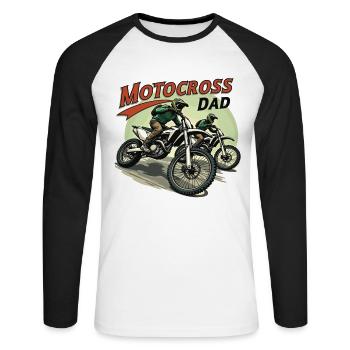 Motocross Dad – Action-packed design for dads - Unisex Long Sleeve Baseball T-Shirt - white/black - Front - Nik (191cm)