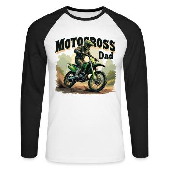 Motocross Dad – Action-packed design for dads - Unisex Long Sleeve Baseball T-Shirt - white/black - Front - Nik (191cm)