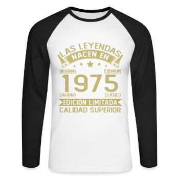 Né en 1975 Vintage Rétro Anniversaire - T-shirt baseball manches longues Homme - blanc/noir - Devant - Nik (191cm)