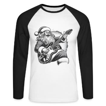 Rocking Santa Claus Guitar Fun - Unisex Long Sleeve Baseball T-Shirt - white/black - Front - Nik (191cm)