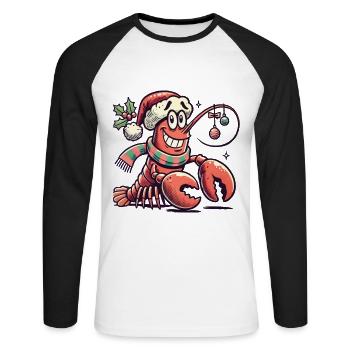 Fröhliche Weihnachten Hummer Cartoon - Unisex Baseballshirt langarm - Weiß/Schwarz - Vorne - Nik (191cm)