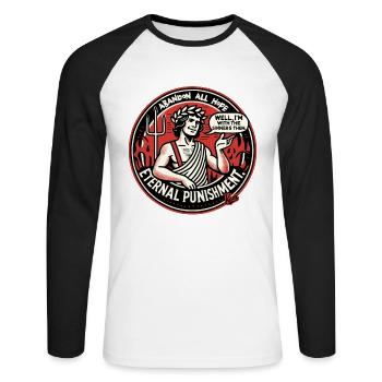 Dante au purgatoire de l’enfer avec les pécheurs - T-shirt baseball manches longues Homme - blanc/noir - Devant - Nik (191cm)