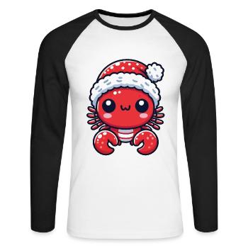 Douce joie de crabe de Noël - T-shirt baseball manches longues Homme - blanc/noir - Devant - Nik (191cm)