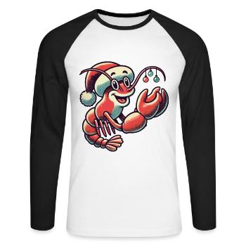 Christmas lobster with cap - Unisex Long Sleeve Baseball T-Shirt - white/black - Front - Nik (191cm)