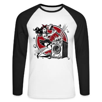 Une bonne fille casse la machine à laver - T-shirt baseball manches longues Homme - blanc/noir - Devant - Nik (191cm)