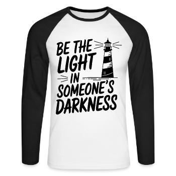Dicton de motivation phare - Pensée positive - T-shirt baseball manches longues Homme - blanc/noir - Devant - Nik (191cm)