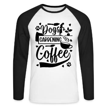 Dogs Gardening Coffee - Hobby Gardener Gardening - Unisex Baseballshirt langarm - Weiß/Schwarz - Vorne - Nik (191cm)