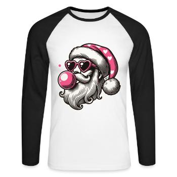 Cool Sigma Santa Christmas Joy - Unisex Long Sleeve Baseball T-Shirt - white/black - Front - Nik (191cm)