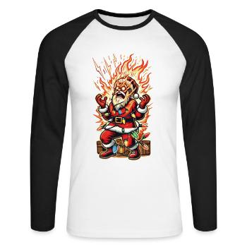 Santa Claus gets electrocuted catastrophe - Unisex Long Sleeve Baseball T-Shirt - white/black - Front - Nik (191cm)