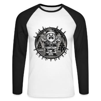 Électrocution de Noël Père Noël Rétro - T-shirt baseball manches longues Homme - blanc/noir - Devant - Nik (191cm)