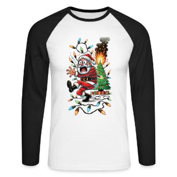 Père Noël Électrocution Chaos Désastre - T-shirt baseball manches longues Homme - blanc/noir - Devant - Nik (191cm)