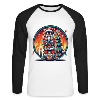 Électrocution Père Noël Chaos - T-shirt baseball manches longues Homme - blanc/noir - Devant - Nik (191cm)