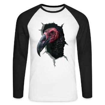 Geier - Unisex Baseballshirt langarm - Weiß/Schwarz - Vorne - Nik (191cm)
