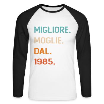 Wife since 1985 - Unisex Long Sleeve Baseball T-Shirt - white/black - Front - Nik (191cm)