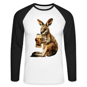 Wallaby Bier - Unisex Baseballshirt langarm - Weiß/Schwarz - Vorne - Nik (191cm)
