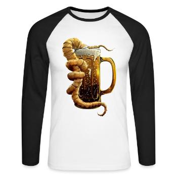 Wurm Bier - Unisex Baseballshirt langarm - Weiß/Schwarz - Vorne - Nik (191cm)
