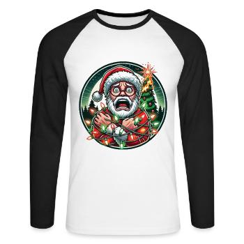 Chaos de l’électrocution de Noël avec le Père Noël - T-shirt baseball manches longues Homme - blanc/noir - Devant - Nik (191cm)