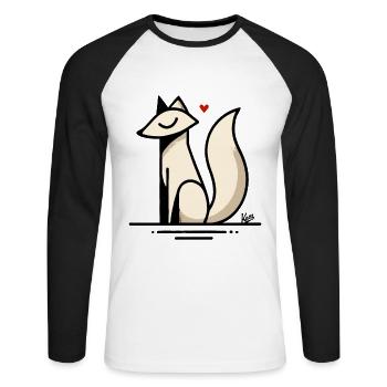 Fuchs Liebe mit Herz - Unisex Baseballshirt langarm - Weiß/Schwarz - Vorne - Nik (191cm)