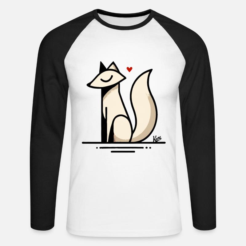 Fuchs Liebe mit Herz - Unisex Baseballshirt langarm - Weiß/Schwarz