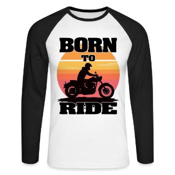Motocyclette. Des motards nés pour rouler. - T-shirt baseball manches longues Homme - blanc/noir - Devant - Nik (191cm)